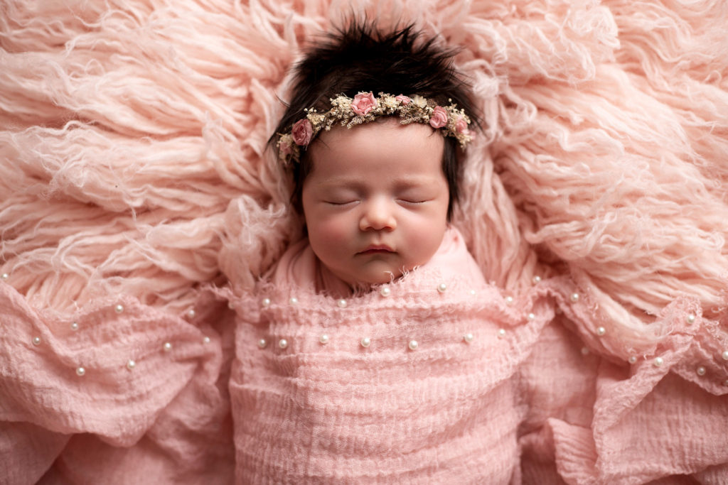 all pink girl Boise newborn photography mini newborn session